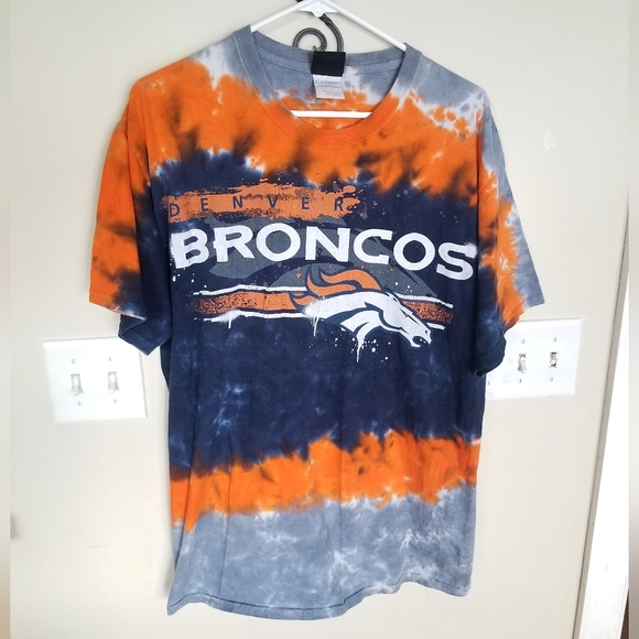 GUC Vintage NFL Team Apparel Broncos Tye-dye Football Tee🏈 - Picture 1 of 6
